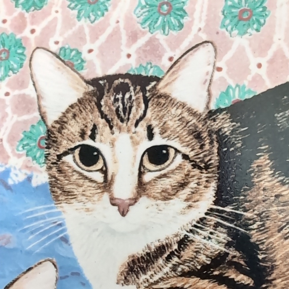 VGT,Avon 1989 Framed Trivet, Features 2 Tabby Cats. - Picture 4 of 9